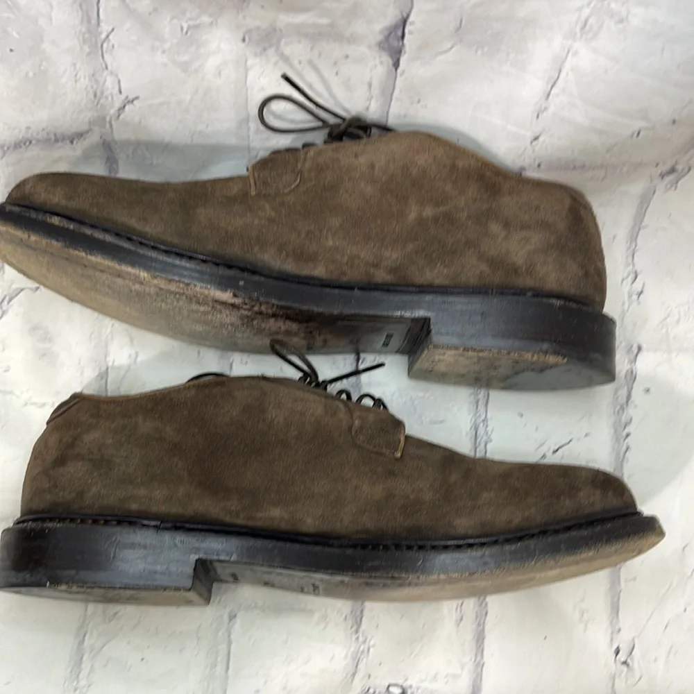Boglioli Suede Derby Shoes Lace Up Brown Suede Stacked Heel